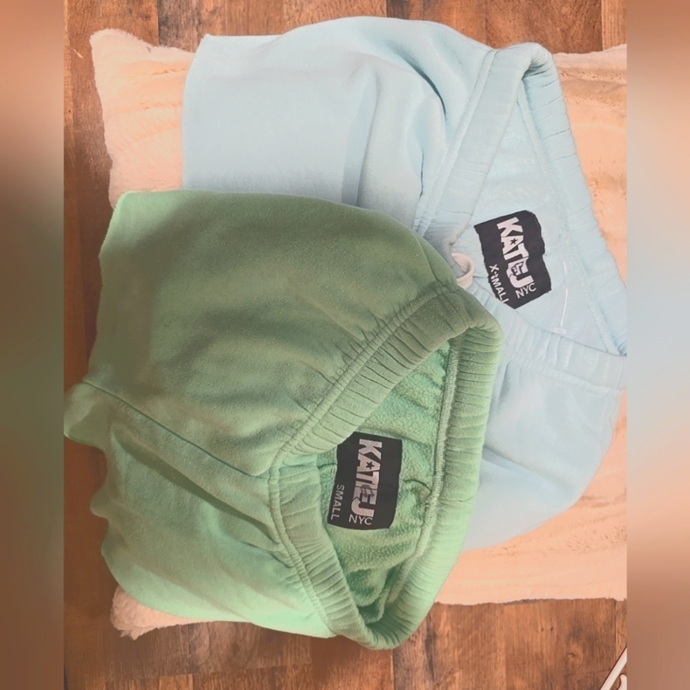 Katie J NYC Bundle Size Small Shorts Green And Blue Sweat Shorts